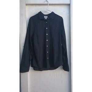 J Crew Haberdashery Women's XLarge Navy Blue Button Up Cotton Shirt Classic Work